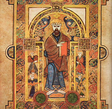 Bildet viser Kristus på tronen, og er hentet fra folio 32 (av 340) i Book of Kells. Håndskiftet er laget rundt år 800, og kan beundres i Trinity College i Dublin.