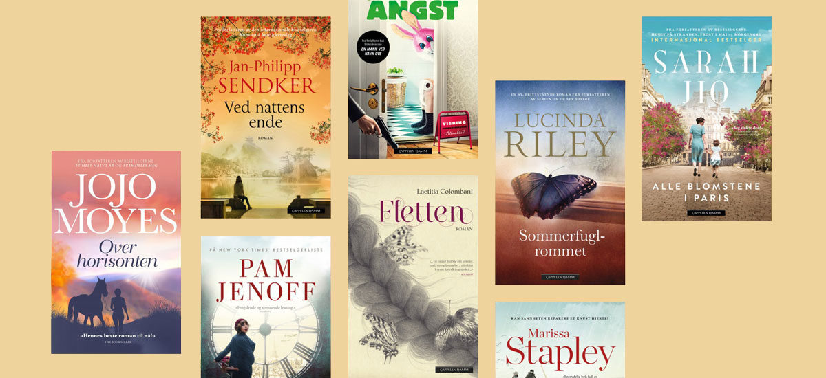 Kollasje av omslag til sak om høstens ti på topp feelgood-bøker