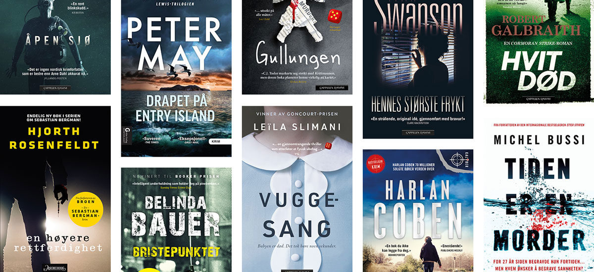 Collage av omslagene til årets beste oversatte krimromaner 2019