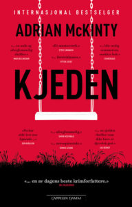 Omslaget til pocketutgaven av Adrian McKintys thriller "Kjeden"