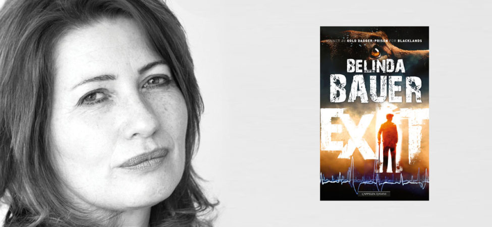 Belinda Bauer og omslaget til krimboka "Exit"