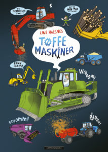 Omslaget til boken «Tøffe maskiner» av Line Halsnes