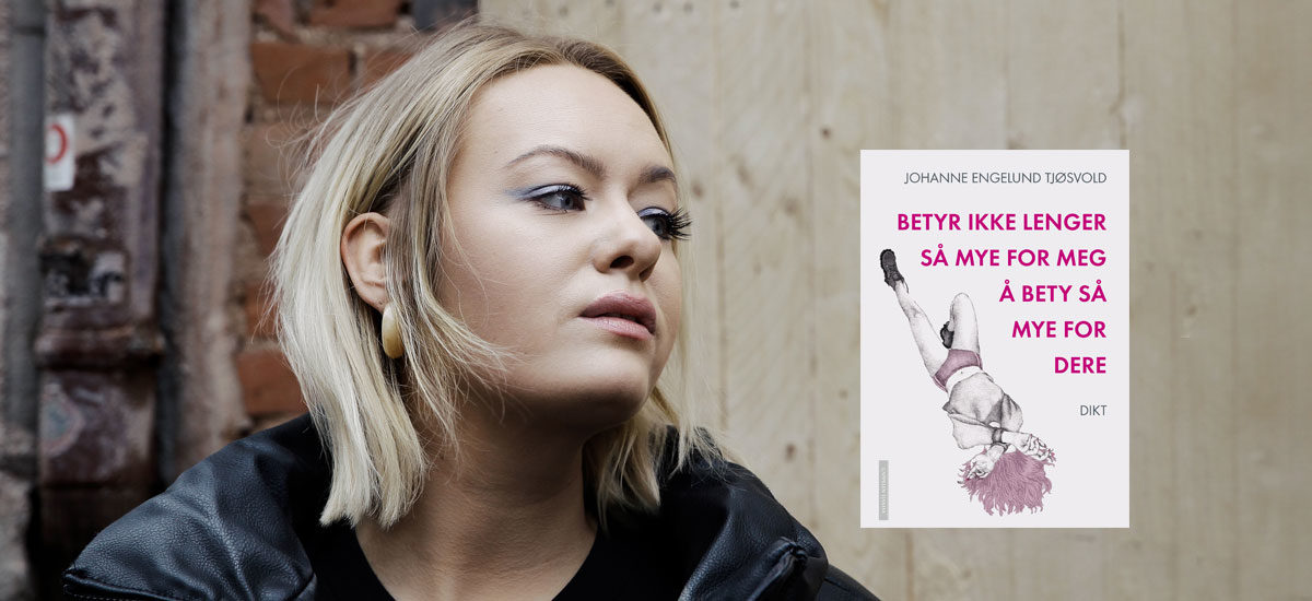 Collage av foto av forfatter Johanne Engelund Tjøsvold sammen med omslaget til boka hennes "Betyr ikke lenger så mye for meg å bety så mye for dere"