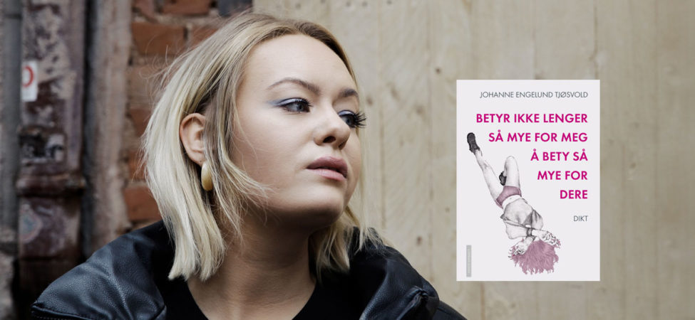 Collage av foto av forfatter Johanne Engelund Tjøsvold sammen med omslaget til boka hennes "Betyr ikke lenger så mye for meg å bety så mye for dere"