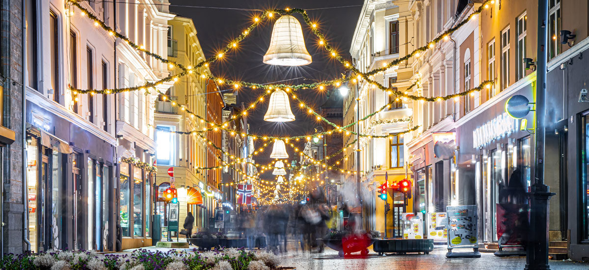 Julepyntet gate i Oslo sentrum