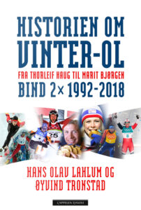 Omslaget til boka "Historien om vinter-OL" bind 2 av Lahlum og Tronstad