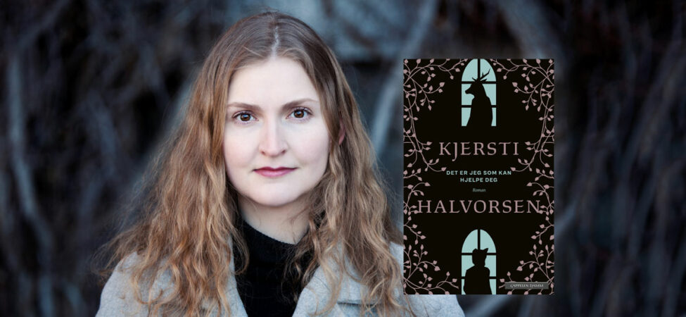 Collage av foto av forfatter Kjersti Halvorsen sammen med omslaget til boka hennes "Det er jeg som kan hjelpe deg"