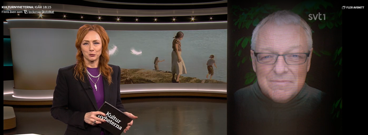 Skjermdump av innslag om Roy Jacobsen på SVT.