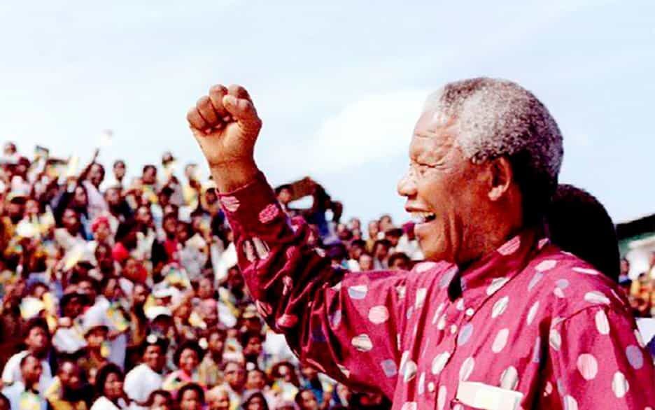 Bilde av Nelson Mandela som har en av historiens mest kjente taler 