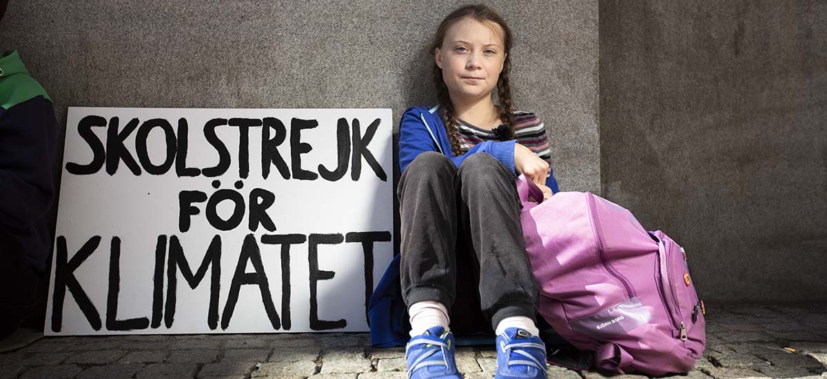 Foto av Greta Thunberg, forfatter av «Klimaboka»