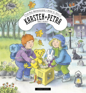 Illutrasjon av Karsten og Petra med Løveungen og Frk. Kanin