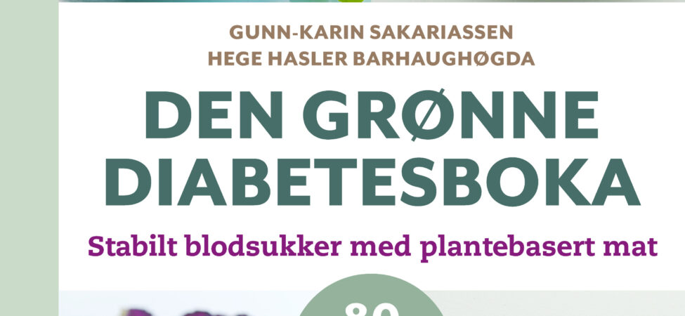Omslag av "Den grønne diabetesboka" av Hege Hasler Barhaughøgda og Gunn-Karin Sakariassen