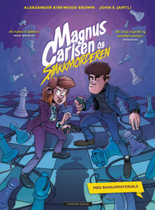 Omslag av "Magnus Carlsen og sjakkmorderen" av Aleksander Kirkwood Brown