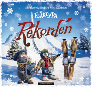 Bokomslag med bilde fra animasjonsfilmen av Solan, Ludvig og et par ski, foran en hoppbakke