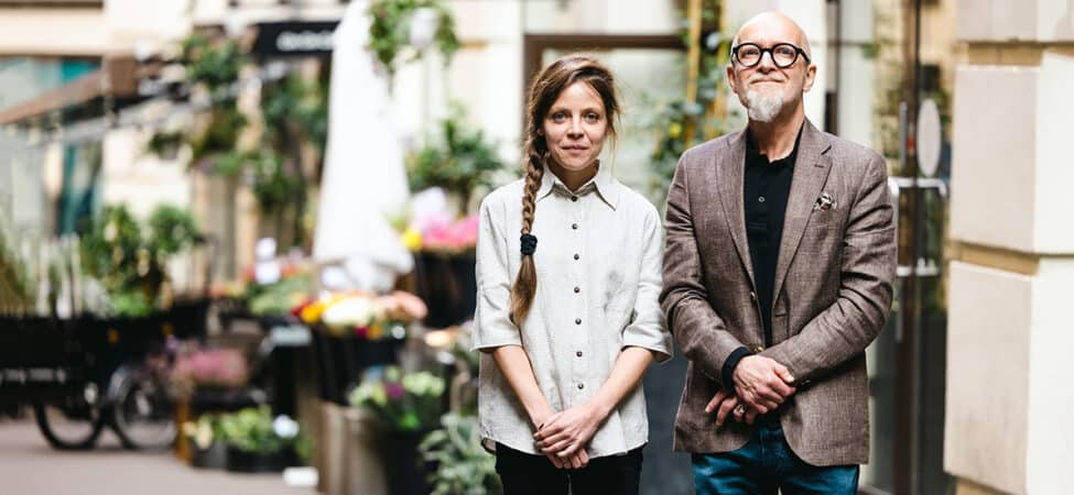 Foto av Lars Saabye Christensen og Ingrid Brækken Melve