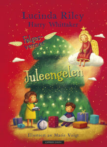 Bokomslag med illustrasjon av juletre, to barn og en engel